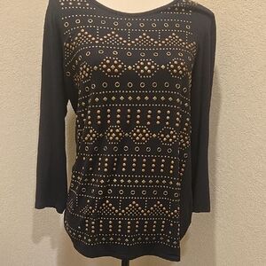 Black and Copper Colored Studded Women's Top